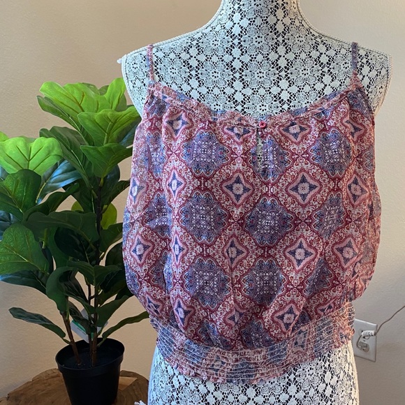 American Eagle Paisley Semi Sheer Crop Tank - Picture 2 of 6